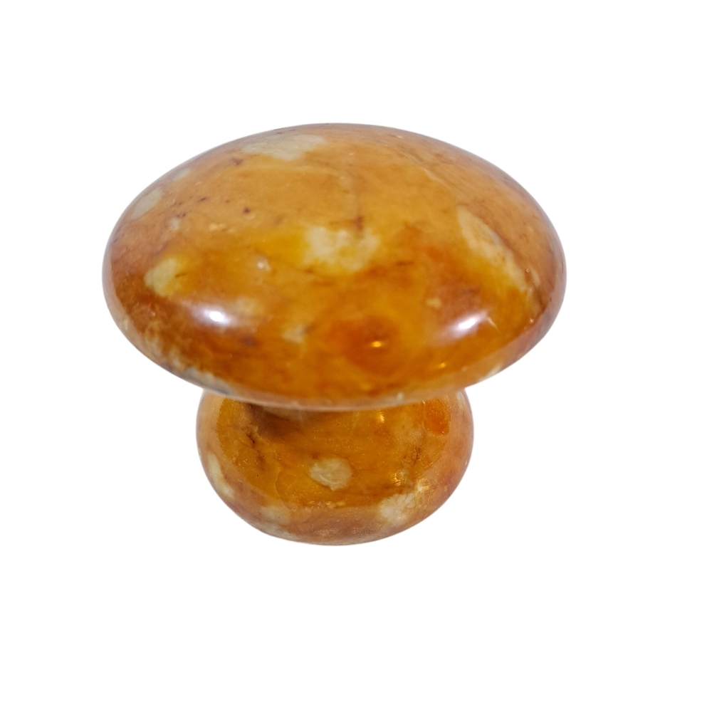 Vintage Genuine Alabaster Hand Carved Mushroom Made In Italy Paperweight